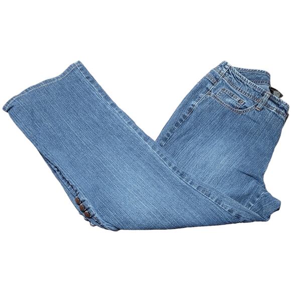 Vintage Y2K Venezia Womens Jeans Sz 14 Wide Leg Button Fly Flare Hong Kong Denim - Picture 7 of 7